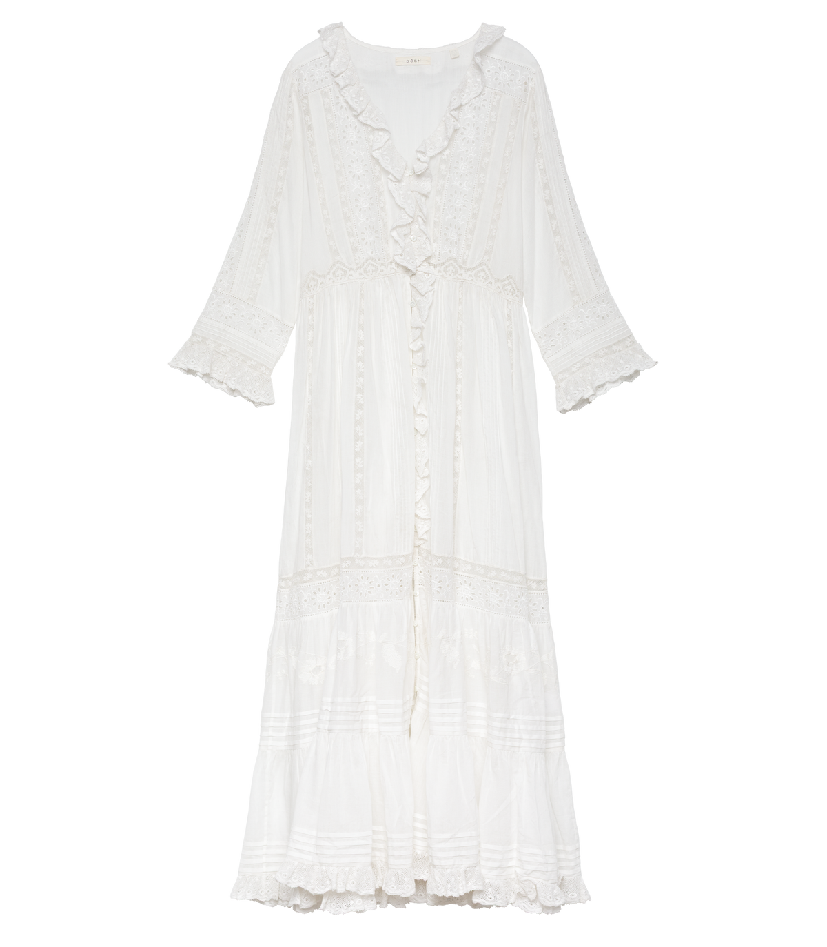 Clemencia Organic Cotton Voile Dress in Salt