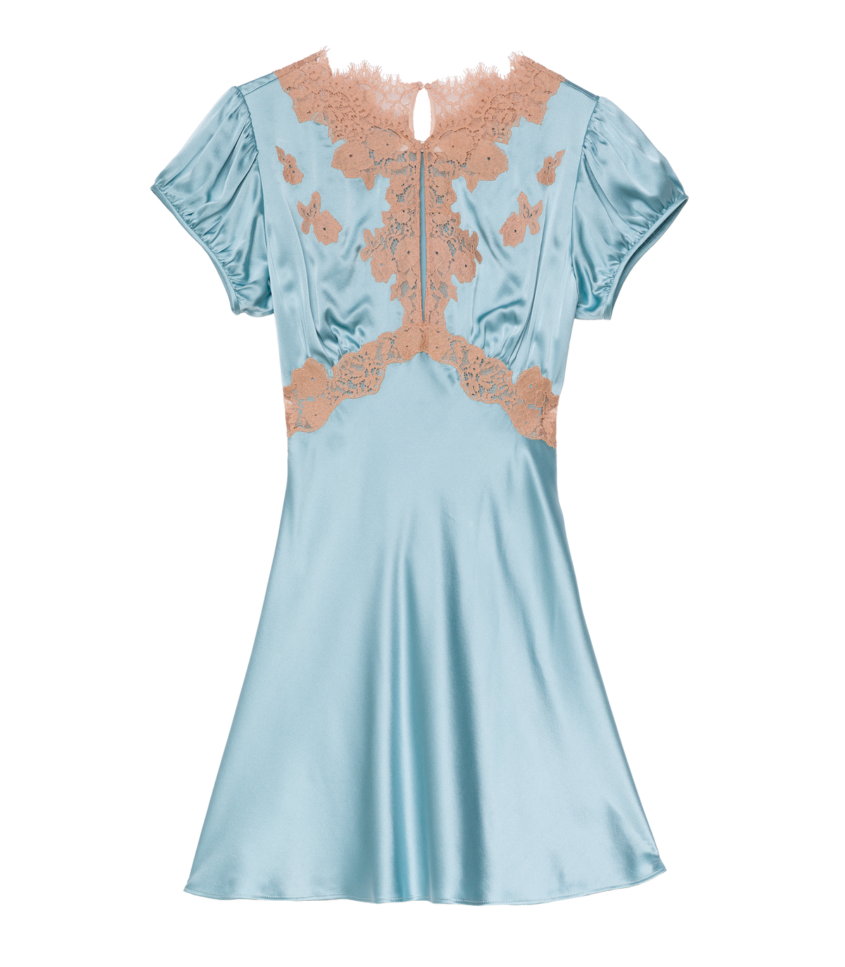 Junia Dress – Deep Aquamarine Silk Satin Lace Dress