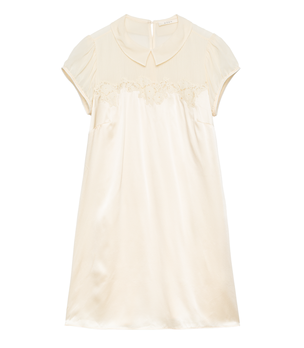 Perle Silk Satin Mini Shift Dress in Vanilla