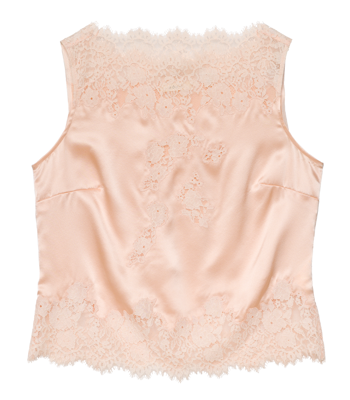 Viviane Top Peach Sorbet | Silk Satin Floral Lace Blouse
