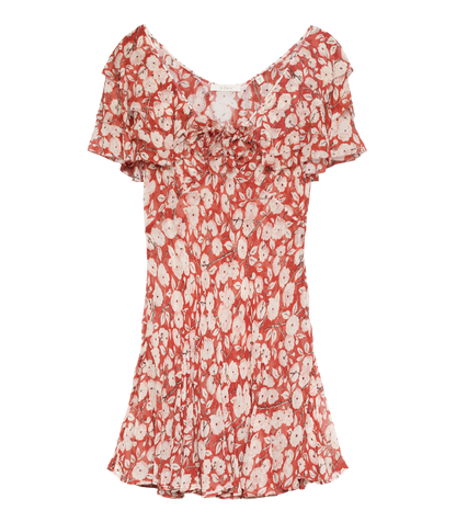 Alcida Silk Chiffon Mini Dress – Rouge Ambridge Rose