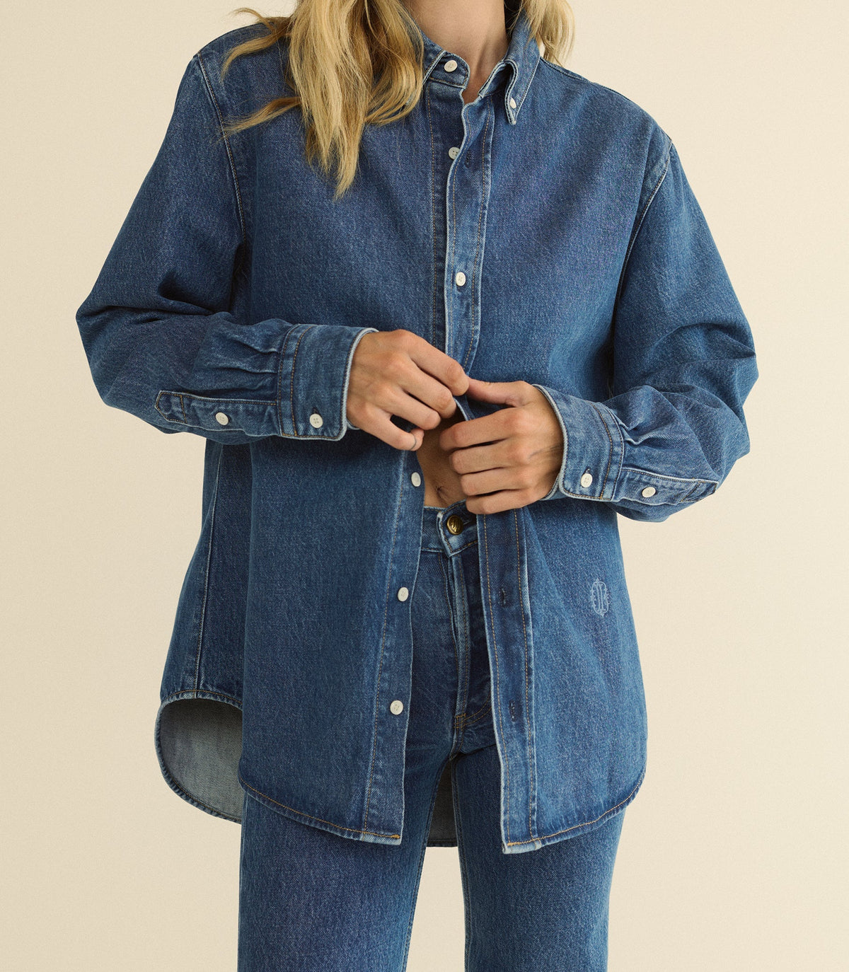 Bacall Regenerative Cotton Denim Shirt – Roussillon Mid Wash