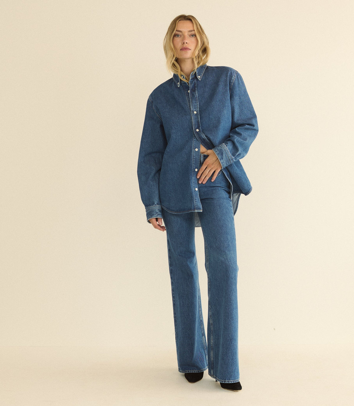 Bacall Regenerative Cotton Denim Shirt – Roussillon Mid Wash