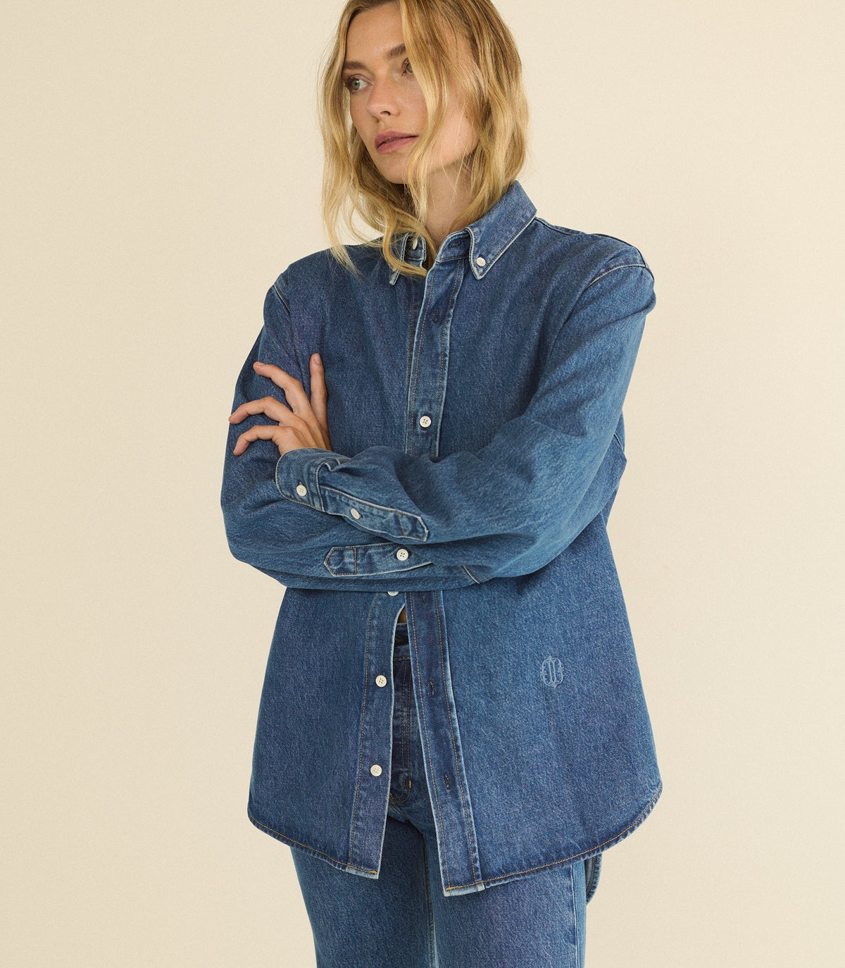 Bacall Regenerative Cotton Denim Shirt – Roussillon Mid Wash