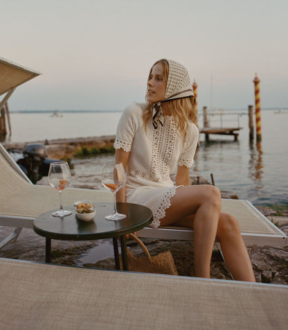Bathilde Hand-Crocheted Heirloom Mini Dress – Pearl