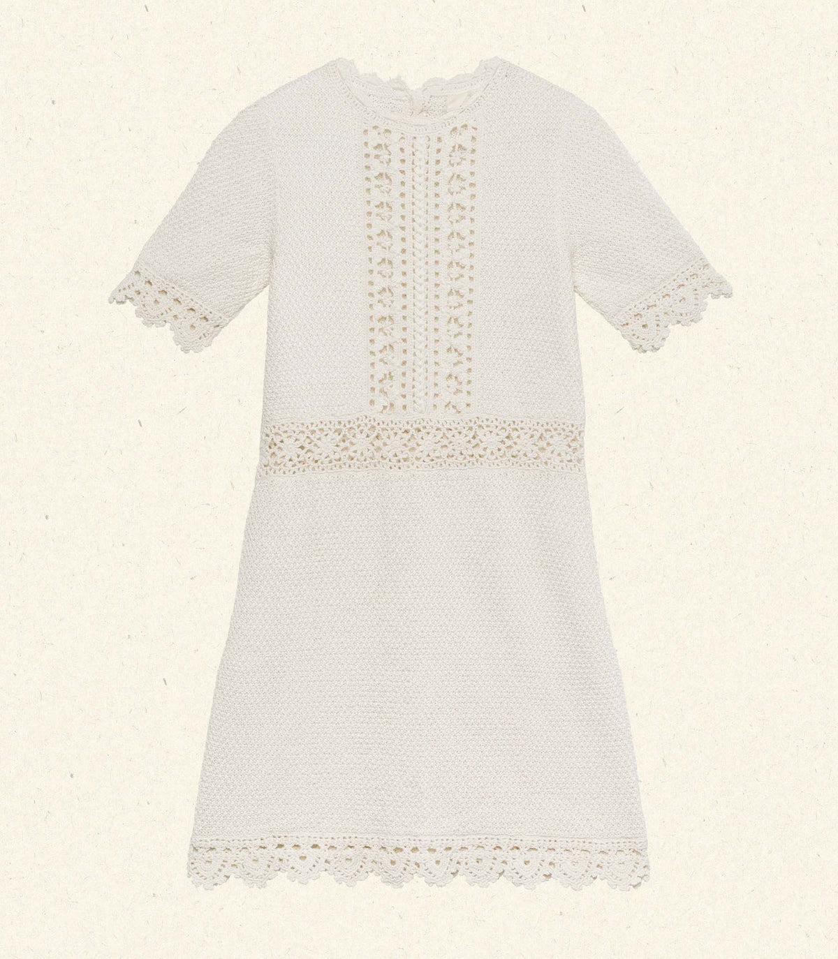 Bathilde Hand-Crocheted Heirloom Mini Dress – Pearl
