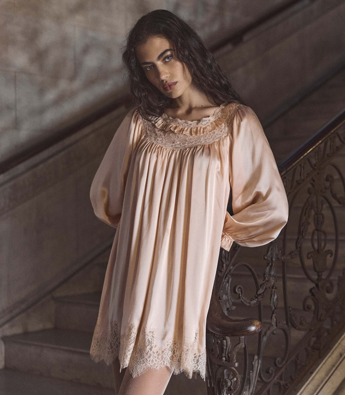 Cicely Silk Satin Mini Dress – Peach Sorbet