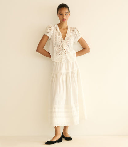 Clairette Organic Cotton Voile Top in Salt