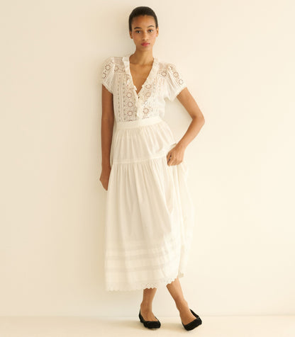 Clairette Organic Cotton Voile Top in Salt