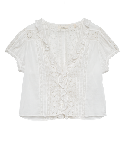 Clairette Organic Cotton Voile Top in Salt