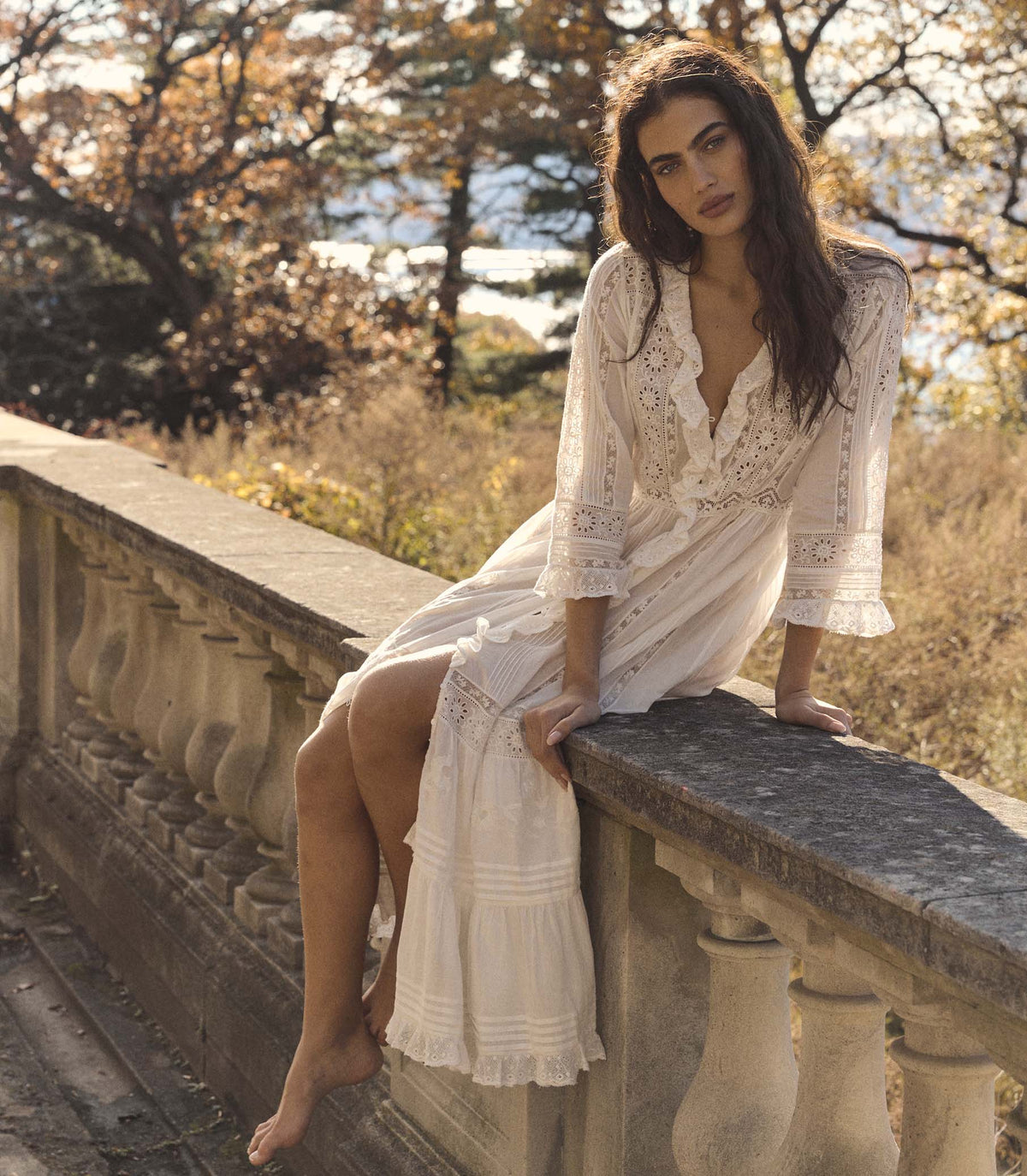 Clemencia Organic Cotton Voile Dress in Salt