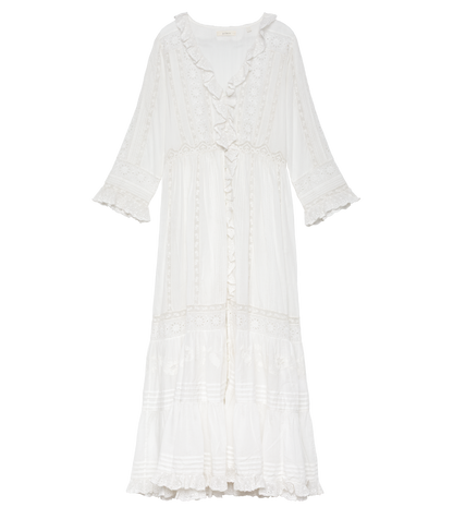 Clemencia Organic Cotton Voile Dress in Salt