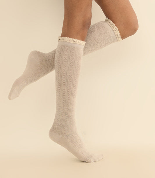 Collégien Merino Pointelle Knee-High Socks | Doux Agneaux