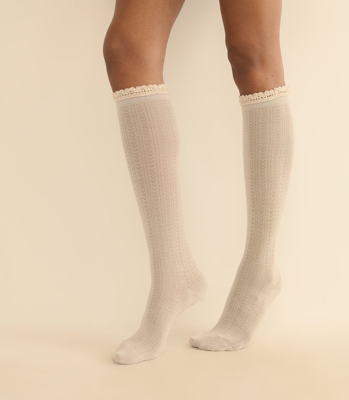 Collégien Merino Pointelle Knee-High Socks | Doux Agneaux