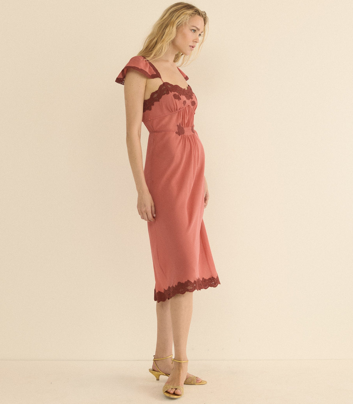Corielle Silk Georgette Gown in Mirage Pink