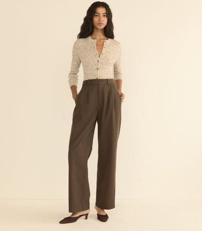 Danae Ribbed Wool Cardigan | Sabbia Melange