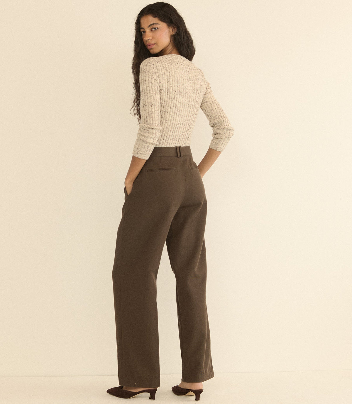 Danae Ribbed Wool Cardigan | Sabbia Melange