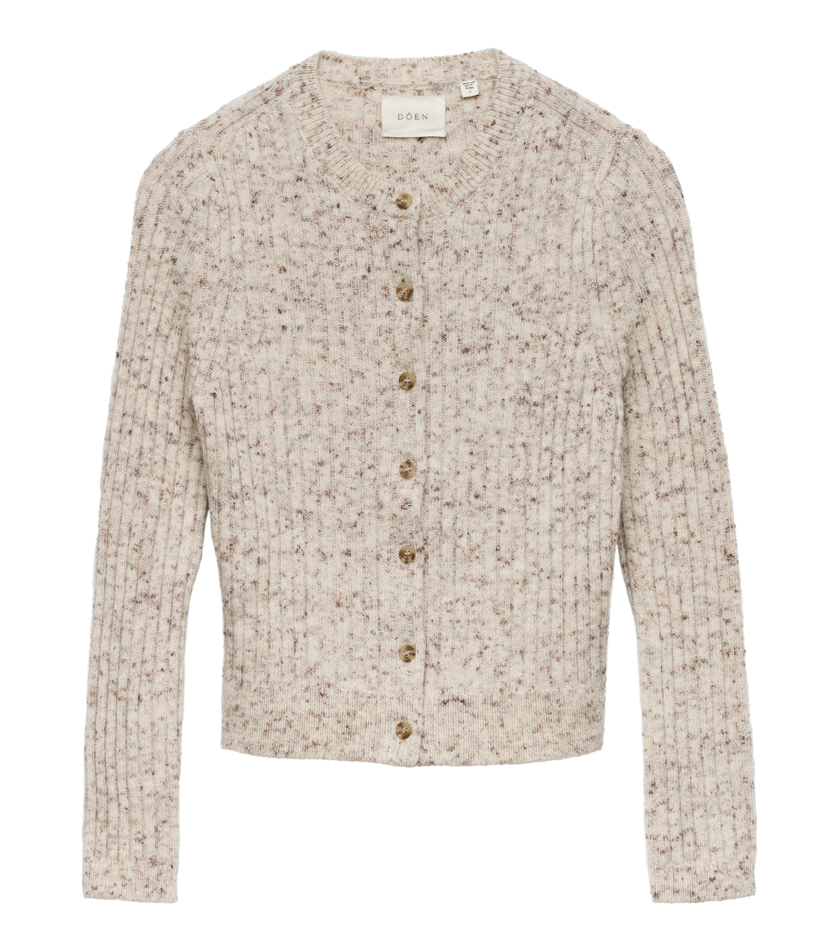 Danae Ribbed Wool Cardigan | Sabbia Melange