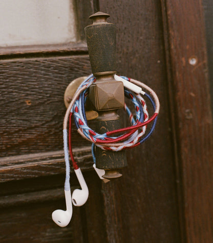 Le Pom Pom x DÔEN Headphones – Blue Burgundy Stripe
