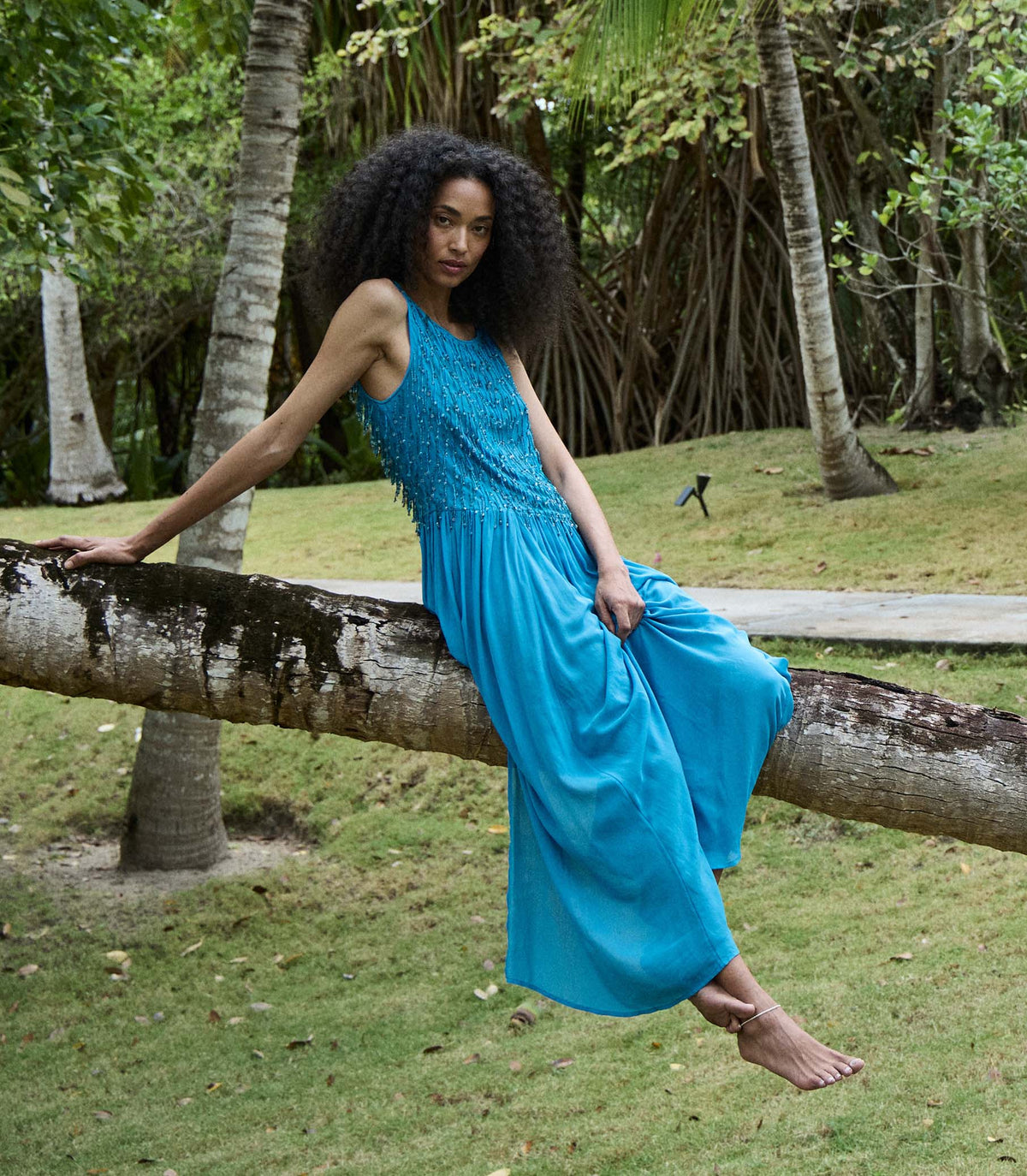 Donyale Hand-Beaded Heirloom Dress | Blue Grotto
