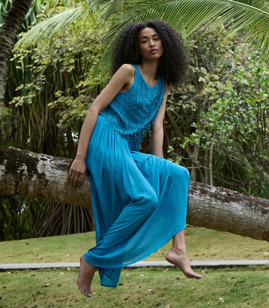 Donyale Hand-Beaded Heirloom Dress | Blue Grotto