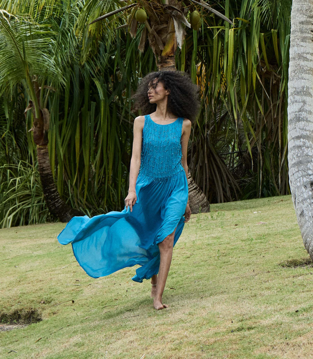 Donyale Hand-Beaded Heirloom Dress | Blue Grotto