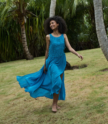 Donyale Hand-Beaded Heirloom Dress | Blue Grotto