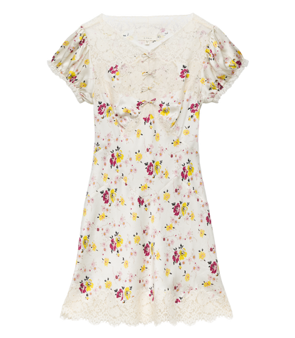 Elisaria Sweetbriar Floral Silk Satin Mini Dress