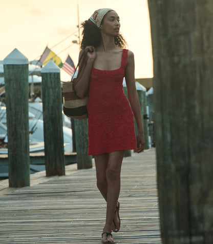Eloise Heirloom Floral Crochet Mini Dress | Ruby