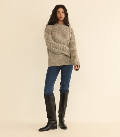Fennel Sweater – Gray Marl Ribbed Wool Blend
