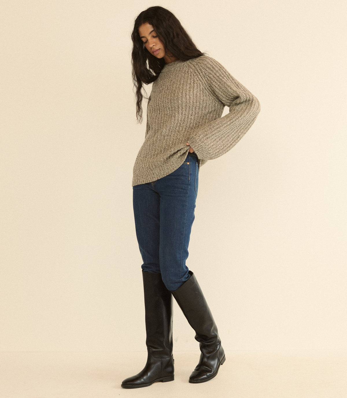Fennel Sweater – Gray Marl Ribbed Wool Blend