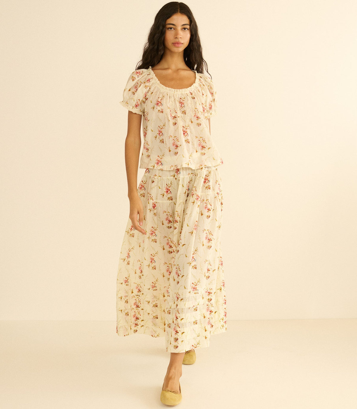 Frederica Top – Blanc Prairie Rose Organic Voile