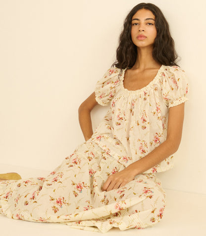 Frederica Top – Blanc Prairie Rose Organic Voile