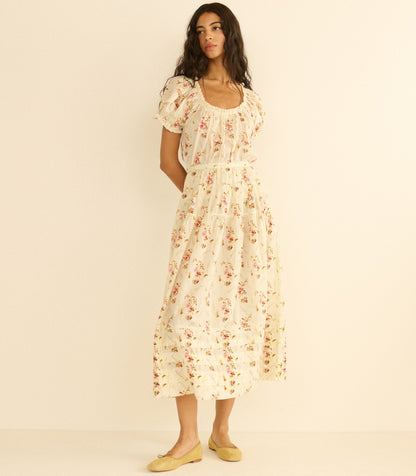 Frederica Top – Blanc Prairie Rose Organic Voile