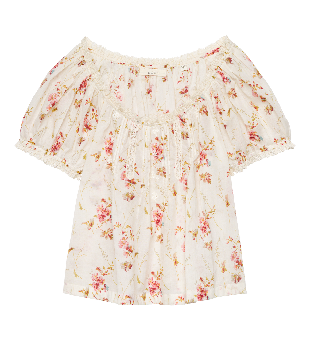 Frederica Top – Blanc Prairie Rose Organic Voile