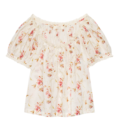 Frederica Top – Blanc Prairie Rose Organic Voile
