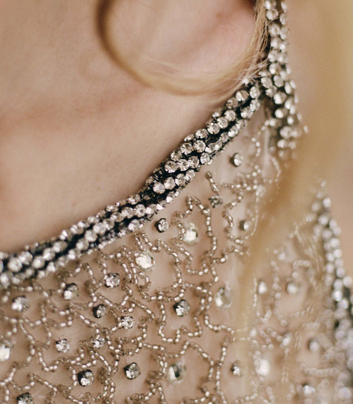 Gala Dress in Champagne – Hand-Beaded Silk Gown