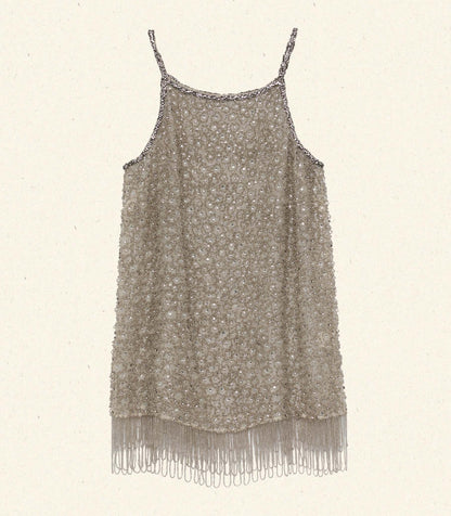 Gala Dress in Champagne – Hand-Beaded Silk Gown