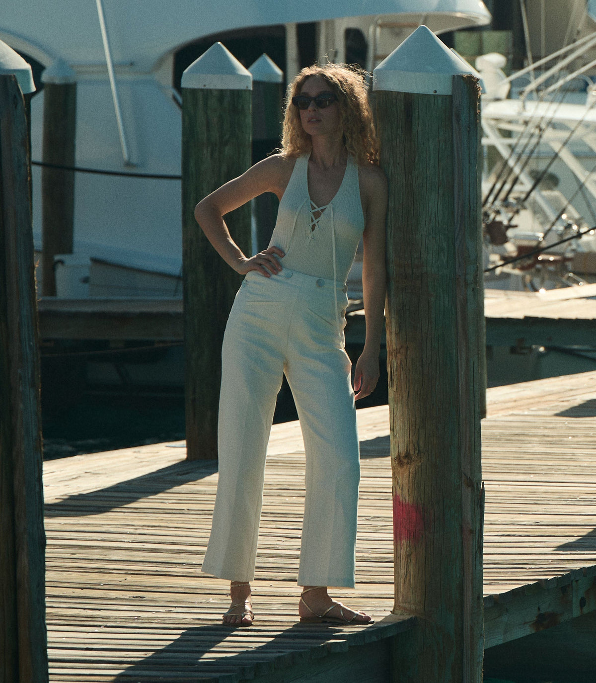 Glenne Wide-Leg Trouser in Salt | Organic Linen