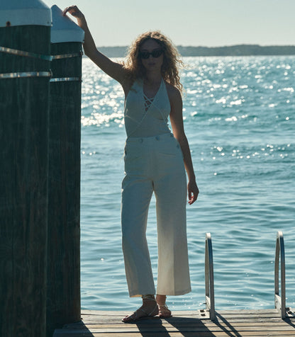 Glenne Wide-Leg Trouser in Salt | Organic Linen
