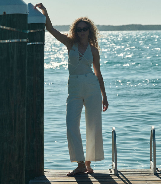 Glenne Wide-Leg Trouser in Salt | Organic Linen
