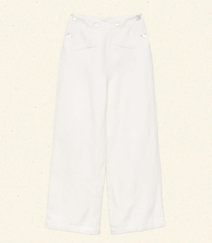 Glenne Wide-Leg Trouser in Salt | Organic Linen