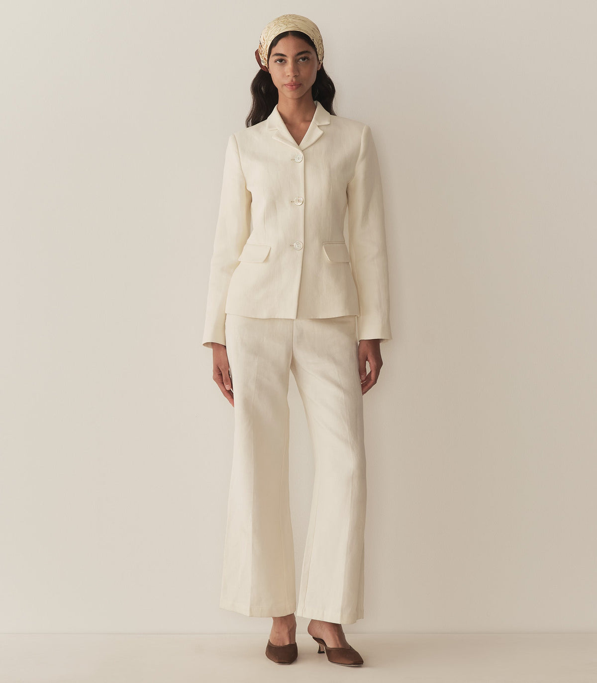 Glenne Wide-Leg Trouser in Salt | Organic Linen