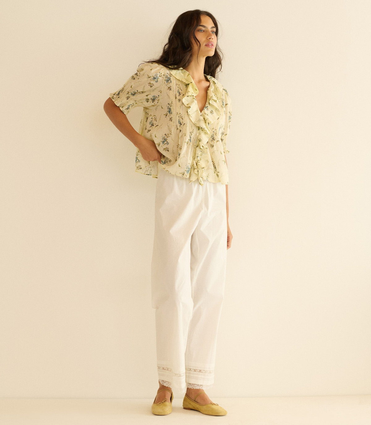 Lavona Pant – Powder Organic Cotton Poplin Trouser