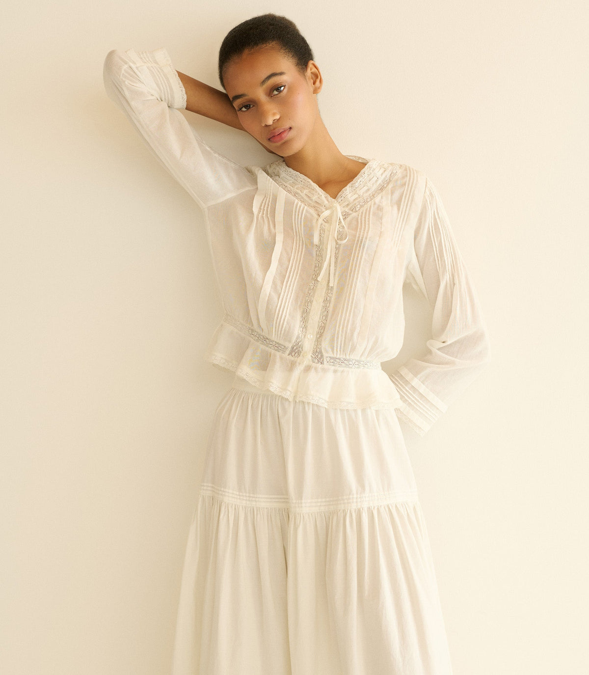 Hillock Peplum Blouse in Organic Voile | Salt