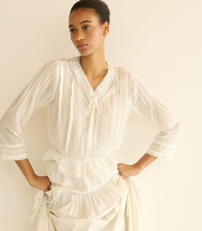 Hillock Peplum Blouse in Organic Voile | Salt