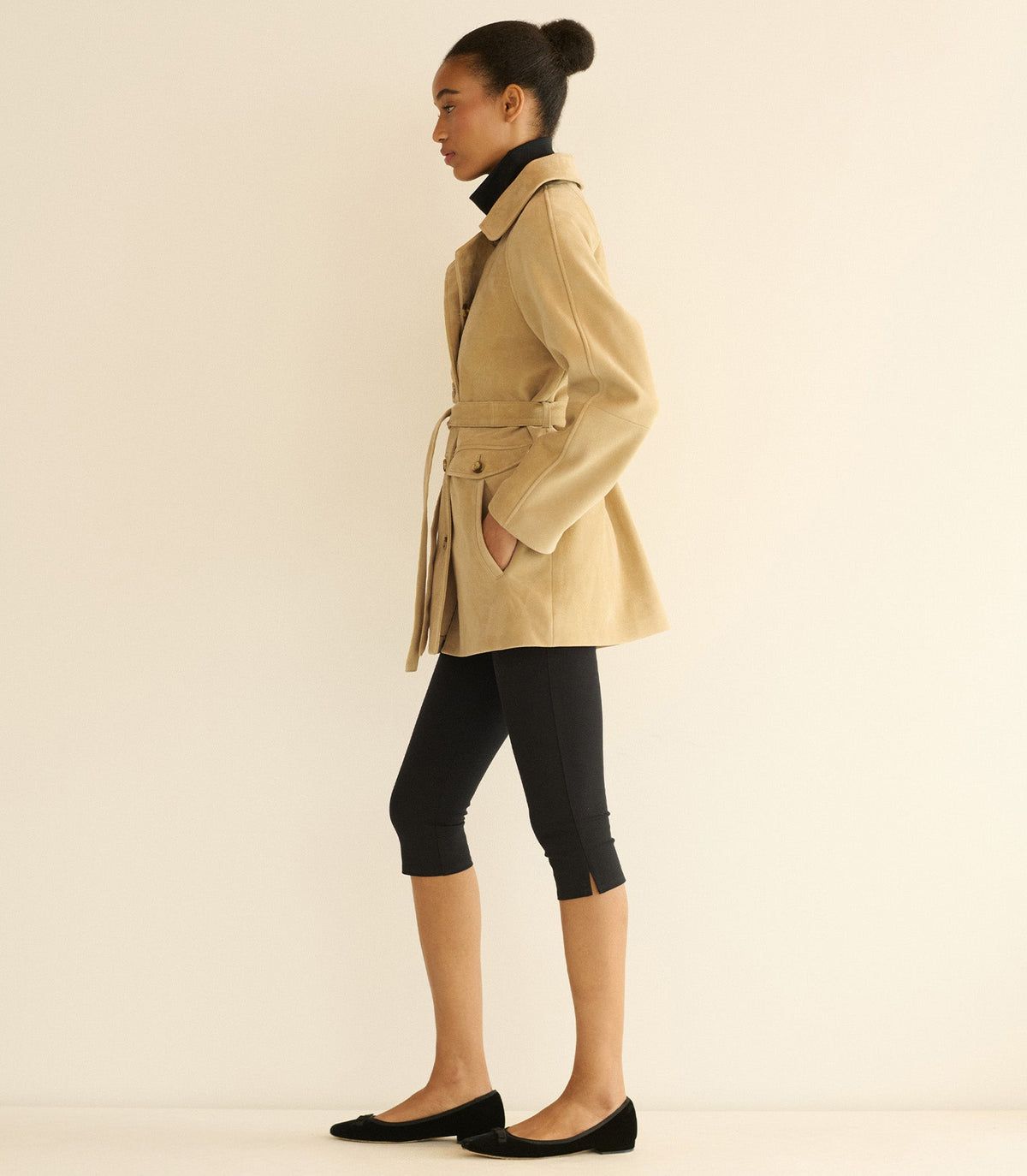 Hutton Goat Suede Trench Coat | Blonde