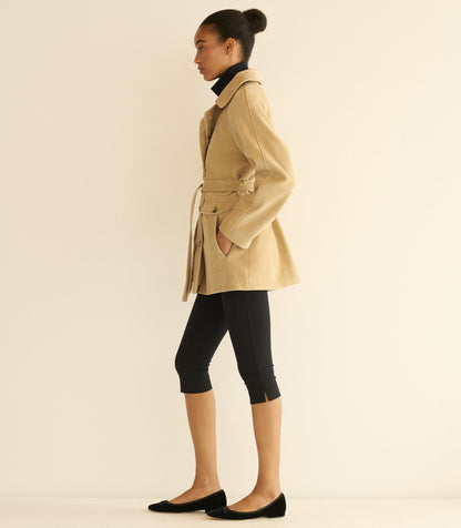 Hutton Goat Suede Trench Coat | Blonde