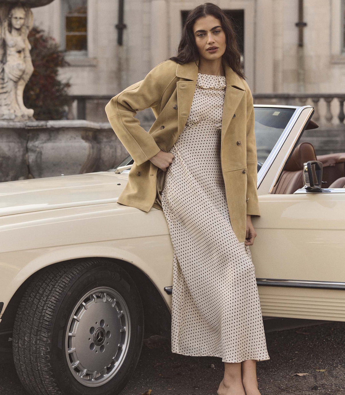 Hutton Goat Suede Trench Coat | Blonde