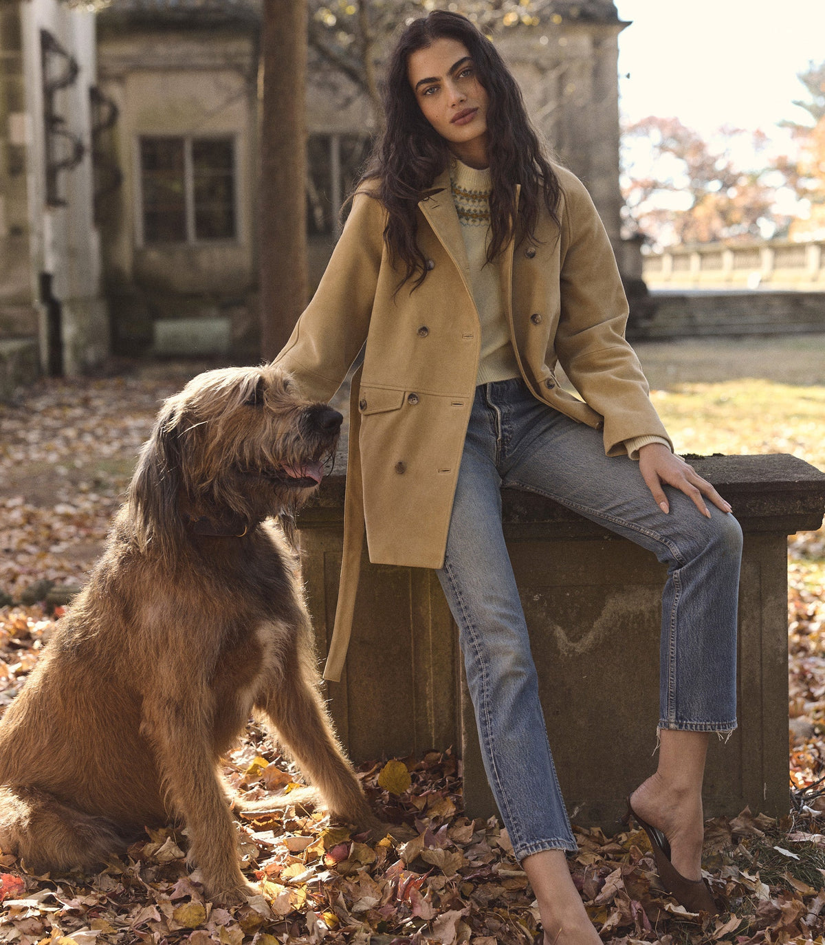 Hutton Goat Suede Trench Coat | Blonde